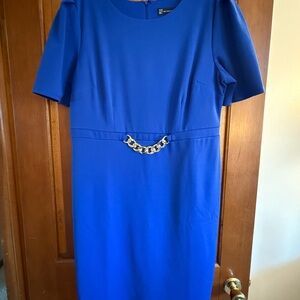 New York & Company Royal Blue Chain Accent Midi Dress